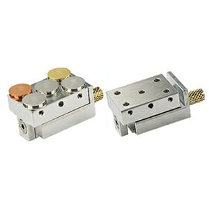 EM-Tec MV22 combined compact vise (0-22mm) plus multi pin stub holder, pin