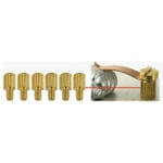 6 each EM-Tec S-Clip stand-off pillars, 4mm height, brass, M2x3 male/female