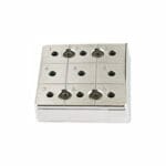 EM-Tec CS9/4 C-Square multi pin stub holder for 9x Ø12.7mm or 4 x Ø25.4mm pin stubs, Ø14mm JEOL stub