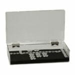 EM-Tec SB153 high capacity clear styrene box for 153 standard 12.7mm SEM pin stubs