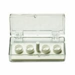 EM-Tec SJ4 clear styrene storage box for 4 x Ø9.5mm JEOL cylinder stubs