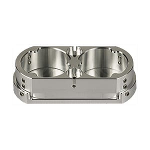 EM-Tec R2 top reference holder for 2x Ø40mm/1-1/2 inch metallographic mounts, Pin. Includes 2 positions for calibration stubs.