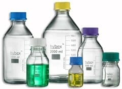 hybex Media Storage Bottle, 50 ml, GL32 Blue Caps