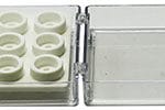 EM-Tec SC12 clear styrene storage box for 12x Ø9.5mm JEOL/Ø12.2mm JEOL or 12 pin stubs