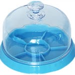 EM-Tec DC82 dust cover with tray, Ø 82 mm ID x 40mm H, blue