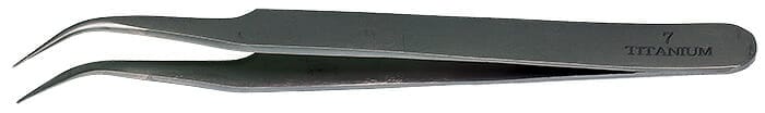 Value-Tec 7.TT fine titanium tweezers, style 7, curved fine tips